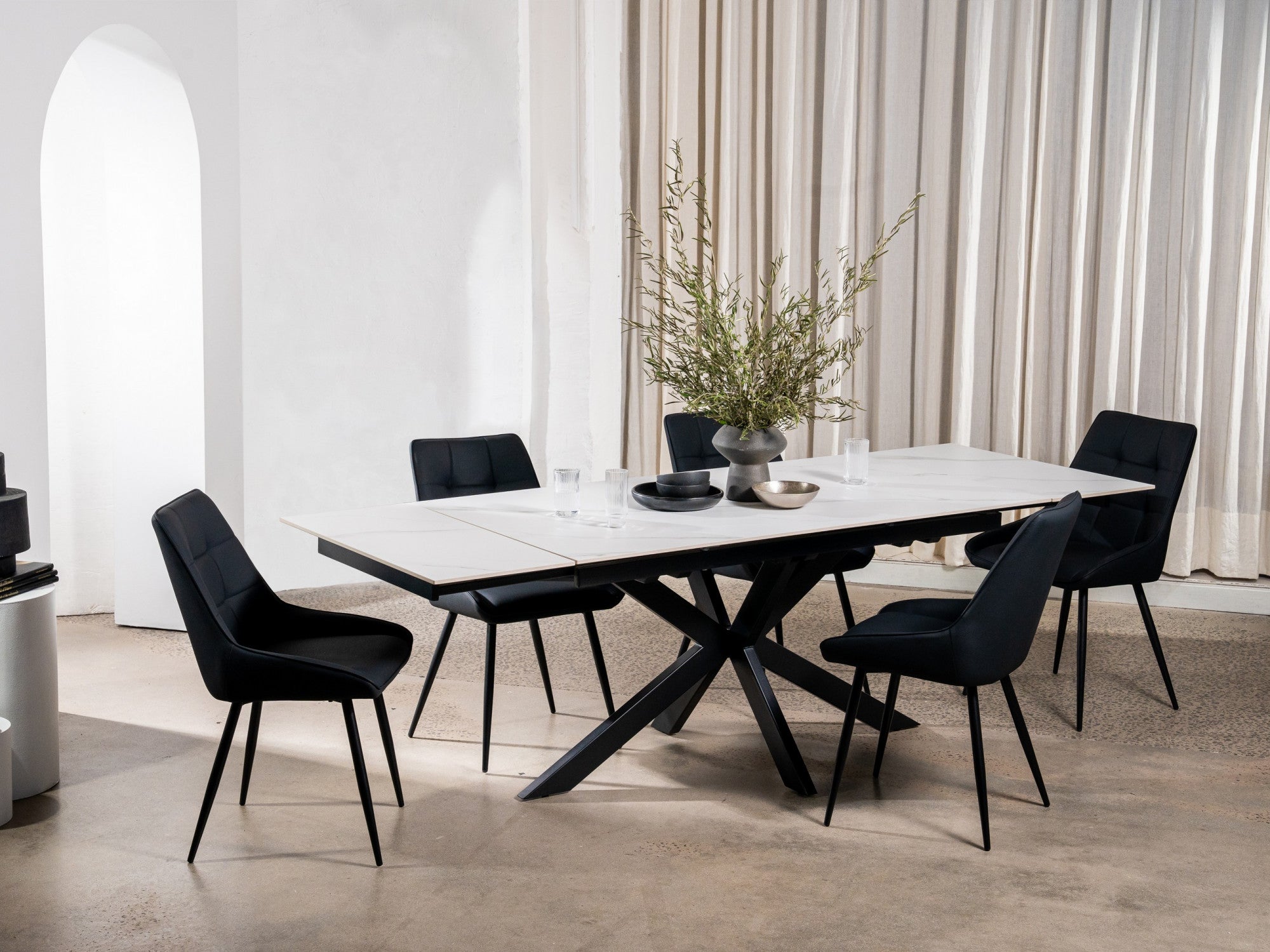 Ruben Dining Chair – Black | Eco Leather & Black Frame (Set of 2)