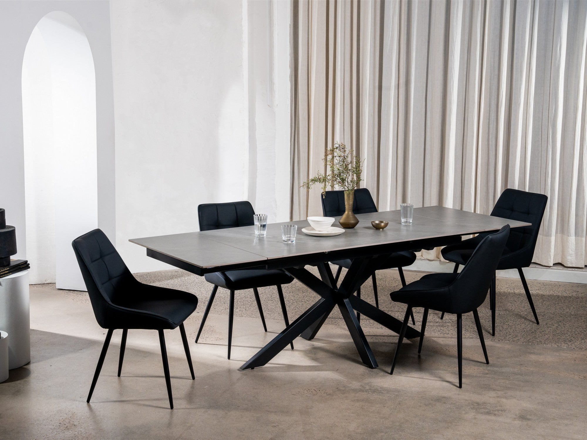 Ruben Dining Chair – Black | Eco Leather & Black Frame (Set of 2)