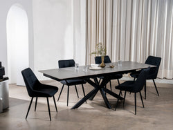 Ruben Dining Chair – Black | Eco Leather & Black Frame (Set of 2)