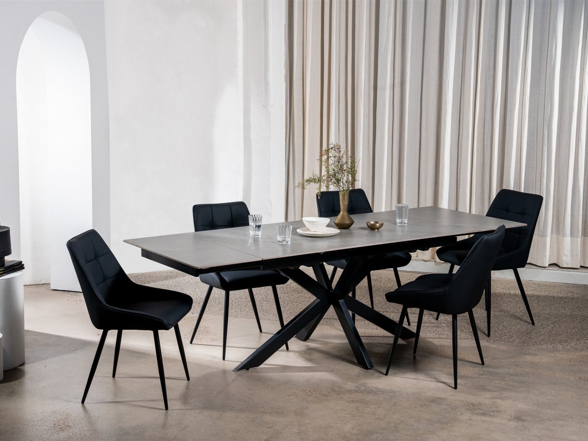 Ruben Dining Chair – Black | Eco Leather & Black Frame (Set of 4)