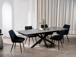 Ruben Dining Chair – Black | Eco Leather & Black Frame (Set of 4)