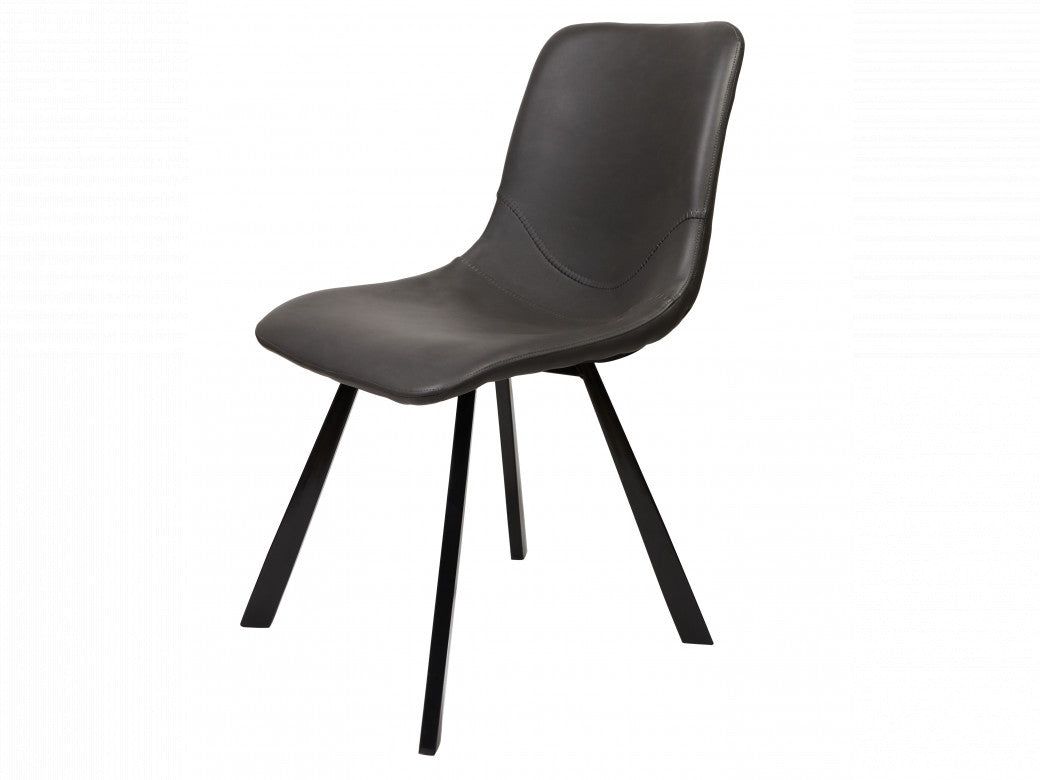 Colin Dining Chair – Antique Black | Eco Leather & Black Frame (Set of 2)