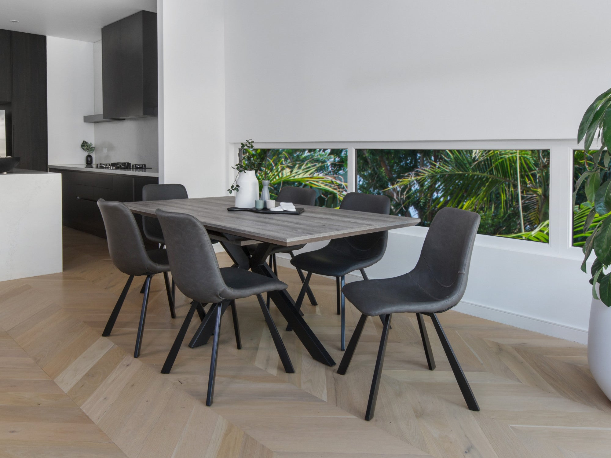 Colin Dining Chair – Antique Black | Eco Leather & Black Frame (Set of 2)