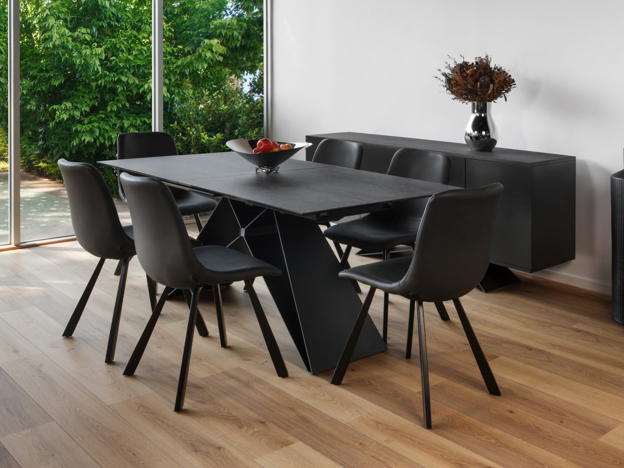 Colin Dining Chair – Antique Black | Eco Leather & Black Frame (Set of 2)