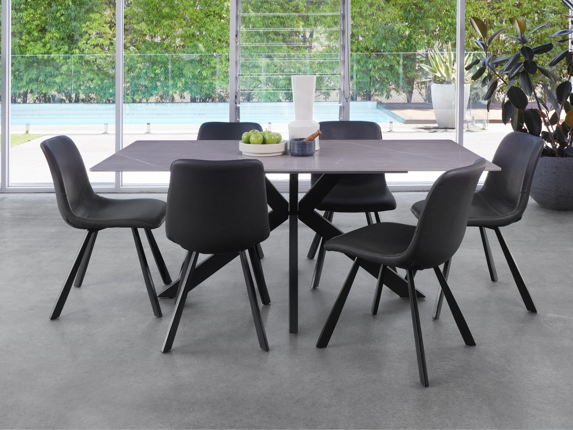 Colin Dining Chair – Antique Black | Eco Leather & Black Frame (Set of 4)