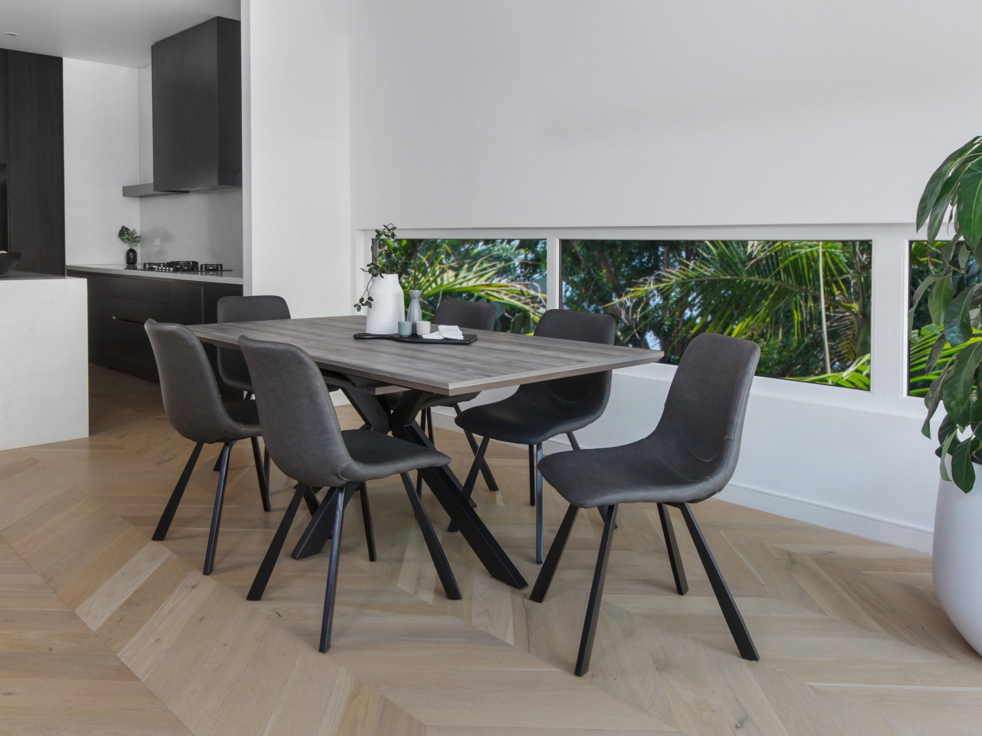 Colin Dining Chair – Antique Black | Eco Leather & Black Frame (Set of 4)