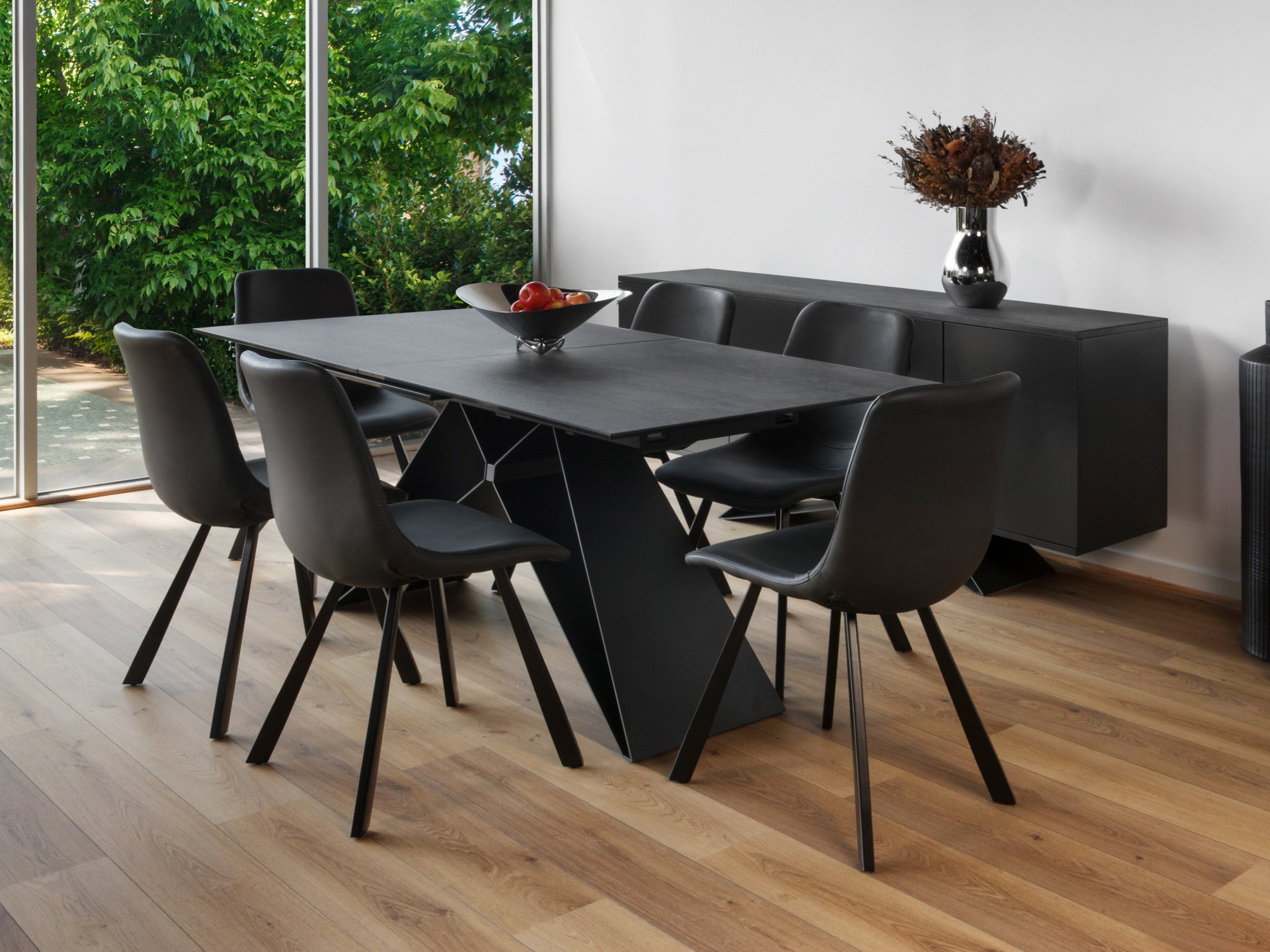 Colin Dining Chair – Antique Black | Eco Leather & Black Frame (Set of 4)