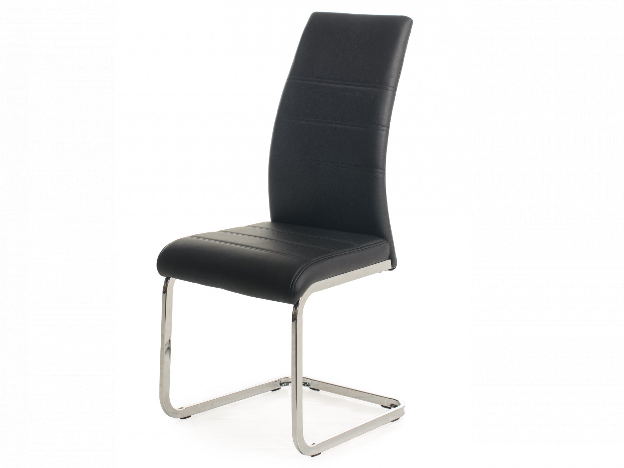 Chara Dining Chair – Black | Eco Leather & Chrome Frame (Set of 2)