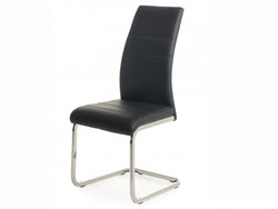 Chara Dining Chair – Black | Eco Leather & Chrome Frame (Set of 2)