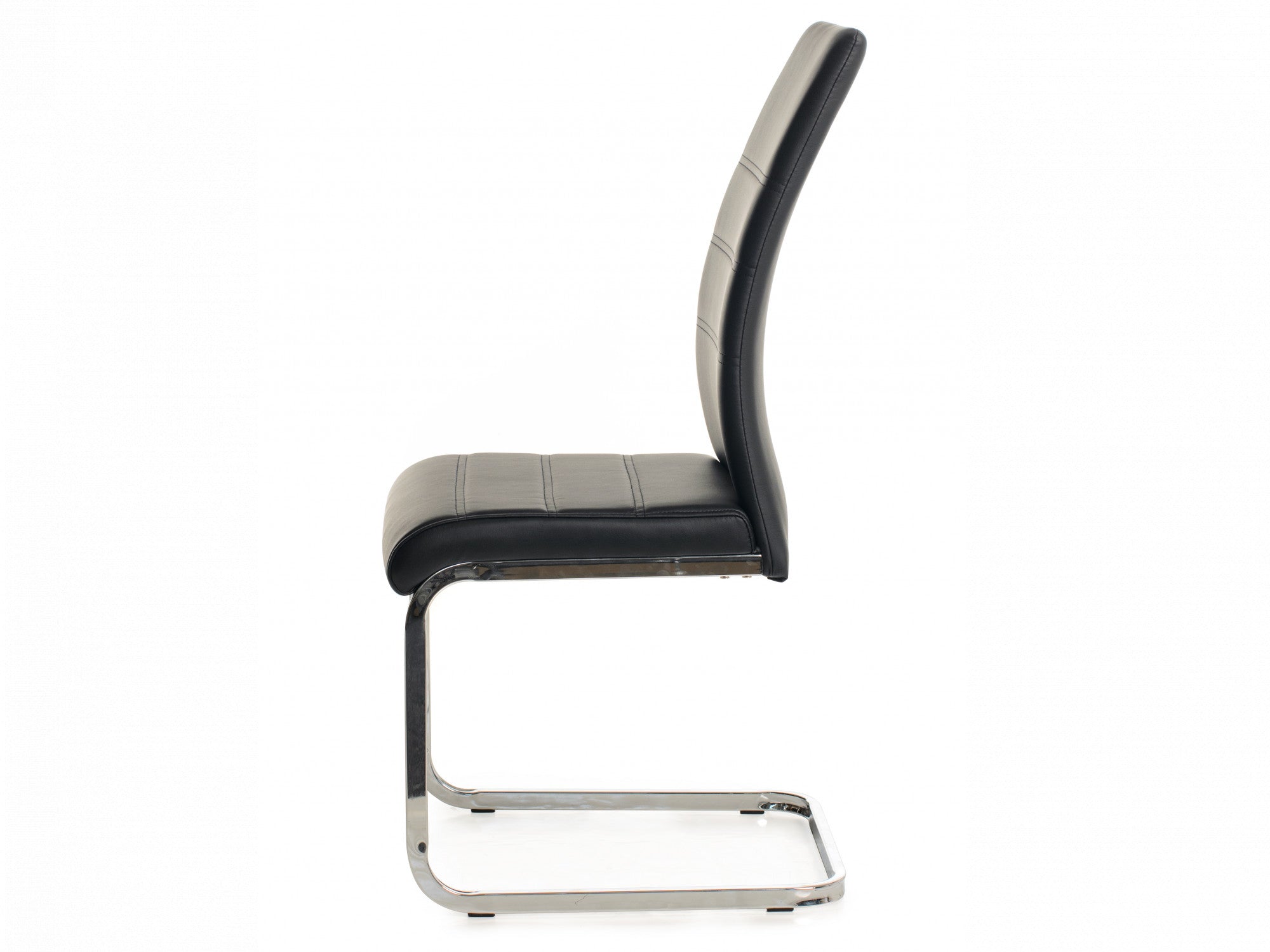 Chara Dining Chair – Black | Eco Leather & Chrome Frame (Set of 2)