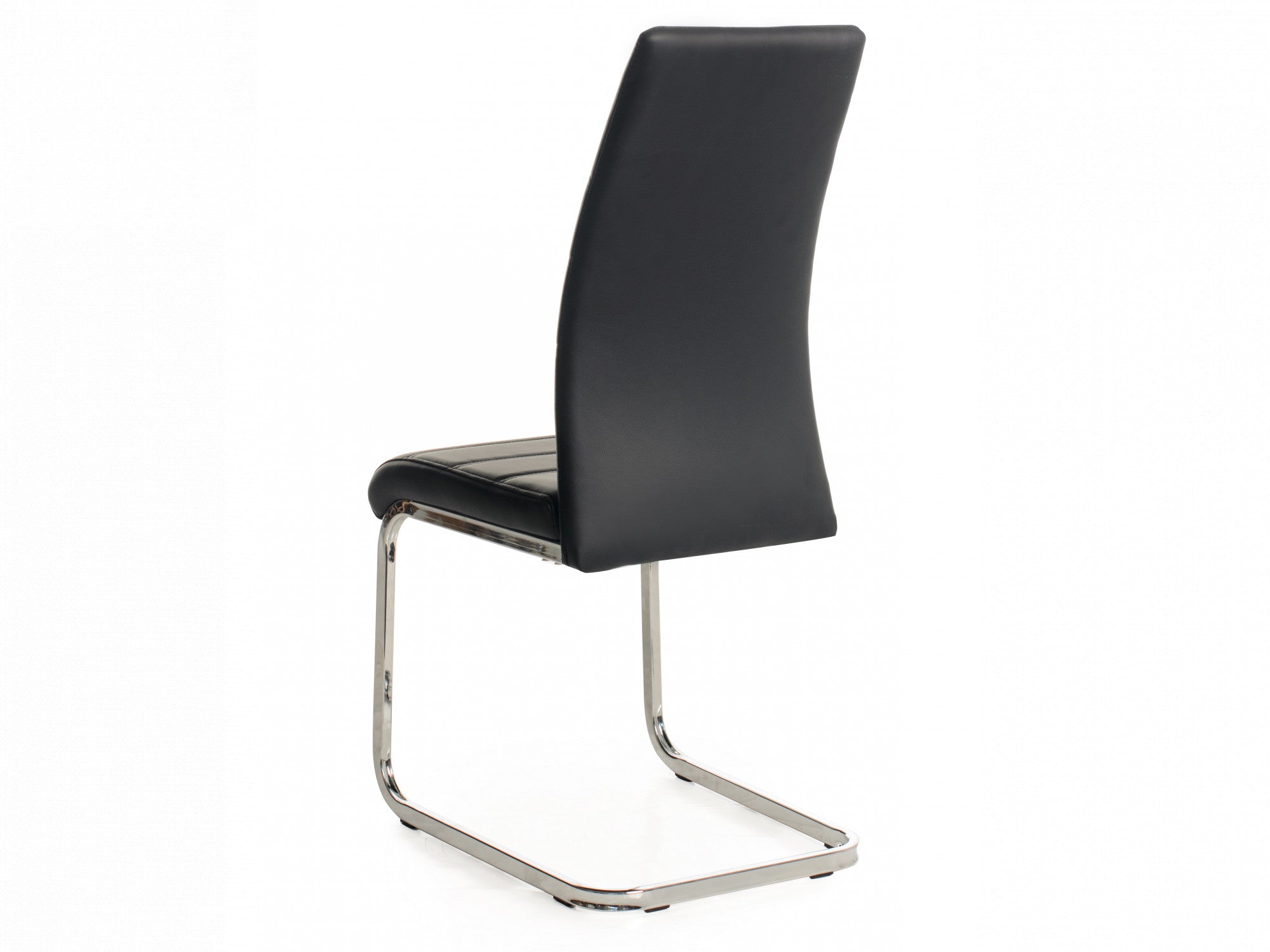 Chara Dining Chair – Black | Eco Leather & Chrome Frame (Set of 2)