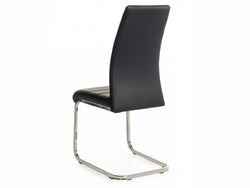Chara Dining Chair – Black | Eco Leather & Chrome Frame (Set of 2)