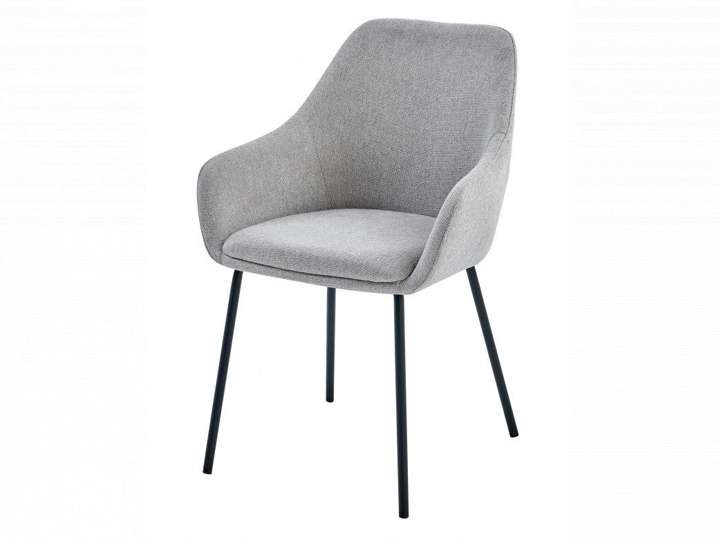 Napier Dining Chair – Grey | Textured Fabric & Black Frame (Set of 2)