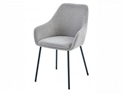 Napier Dining Chair – Grey | Textured Fabric & Black Frame (Set of 2)