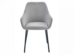 Napier Dining Chair – Grey | Textured Fabric & Black Frame (Set of 2)