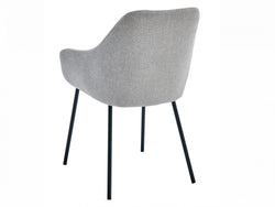 Napier Dining Chair – Grey | Textured Fabric & Black Frame (Set of 2)