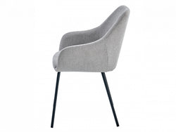 Napier Dining Chair – Grey | Textured Fabric & Black Frame (Set of 2)