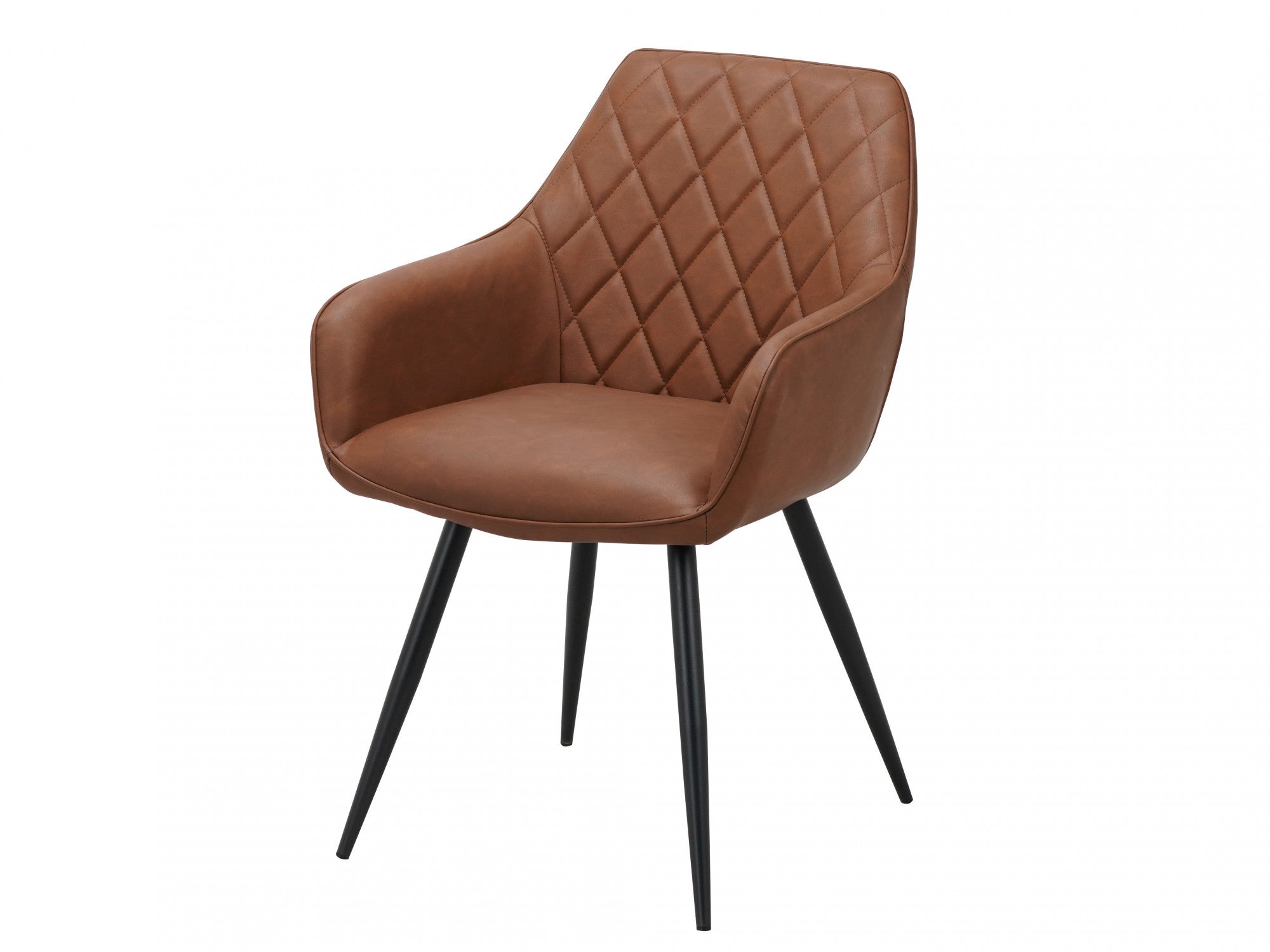 Harper Dining Chair – Cognac | Eco Leather &amp; Black Frame (Set of 2)