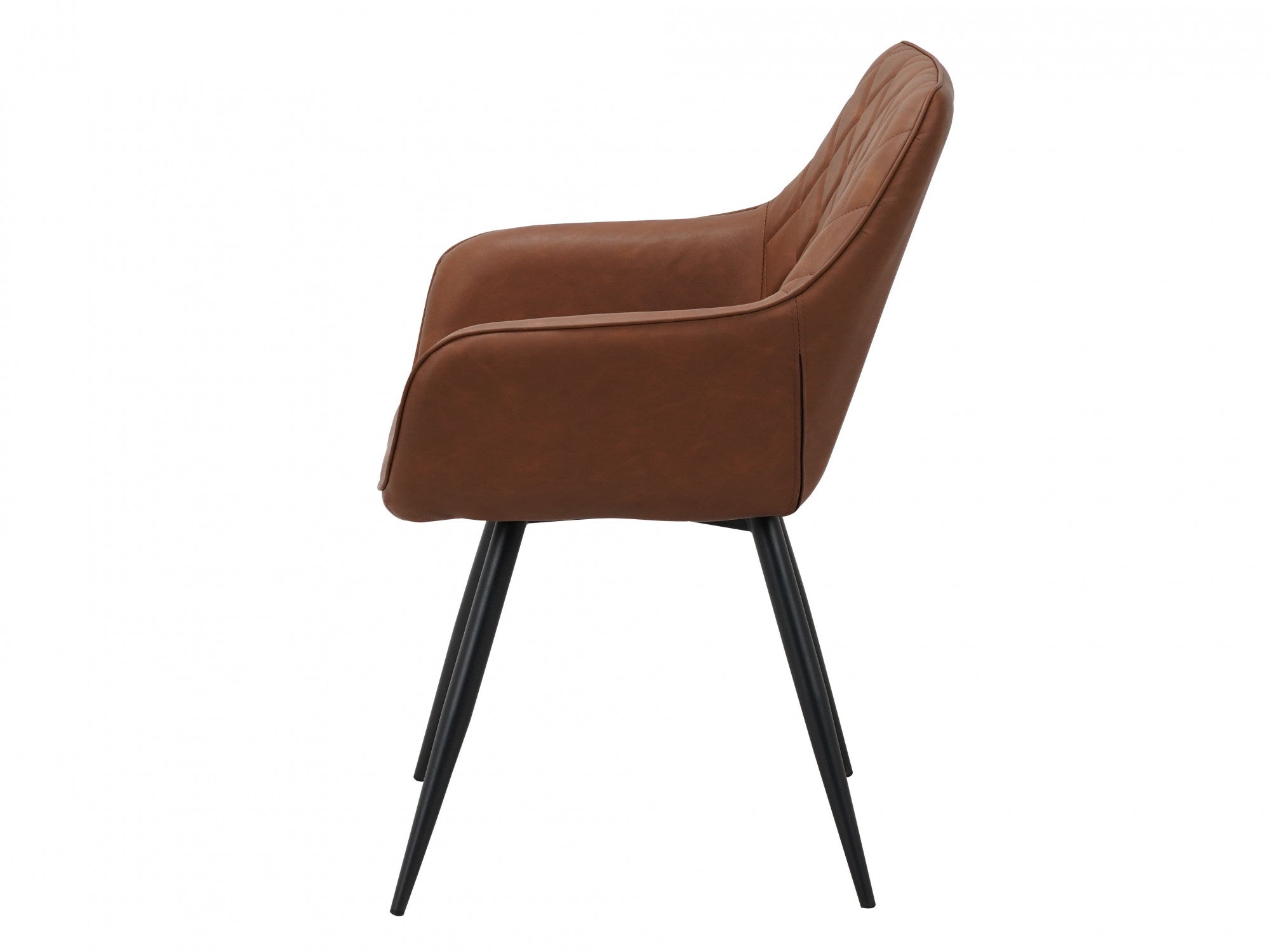 Harper Dining Chair – Cognac | Eco Leather &amp; Black Frame (Set of 2)