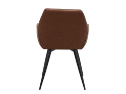 Harper Dining Chair – Cognac | Eco Leather &amp; Black Frame (Set of 2)