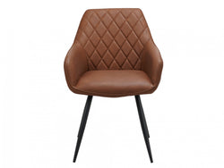 Harper Dining Chair – Cognac | Eco Leather &amp; Black Frame (Set of 2)