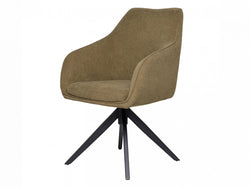 Oscar Rotation Dining Chair – Olive | Corduroy Fabric & Black Frame (Set of 2)