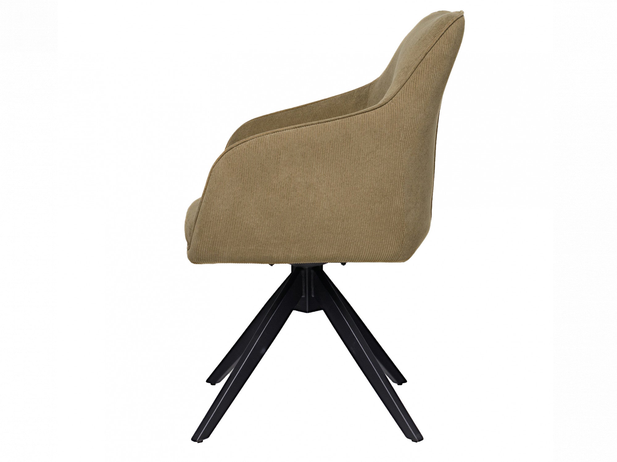 Oscar Rotation Dining Chair – Olive | Corduroy Fabric & Black Frame (Set of 2)