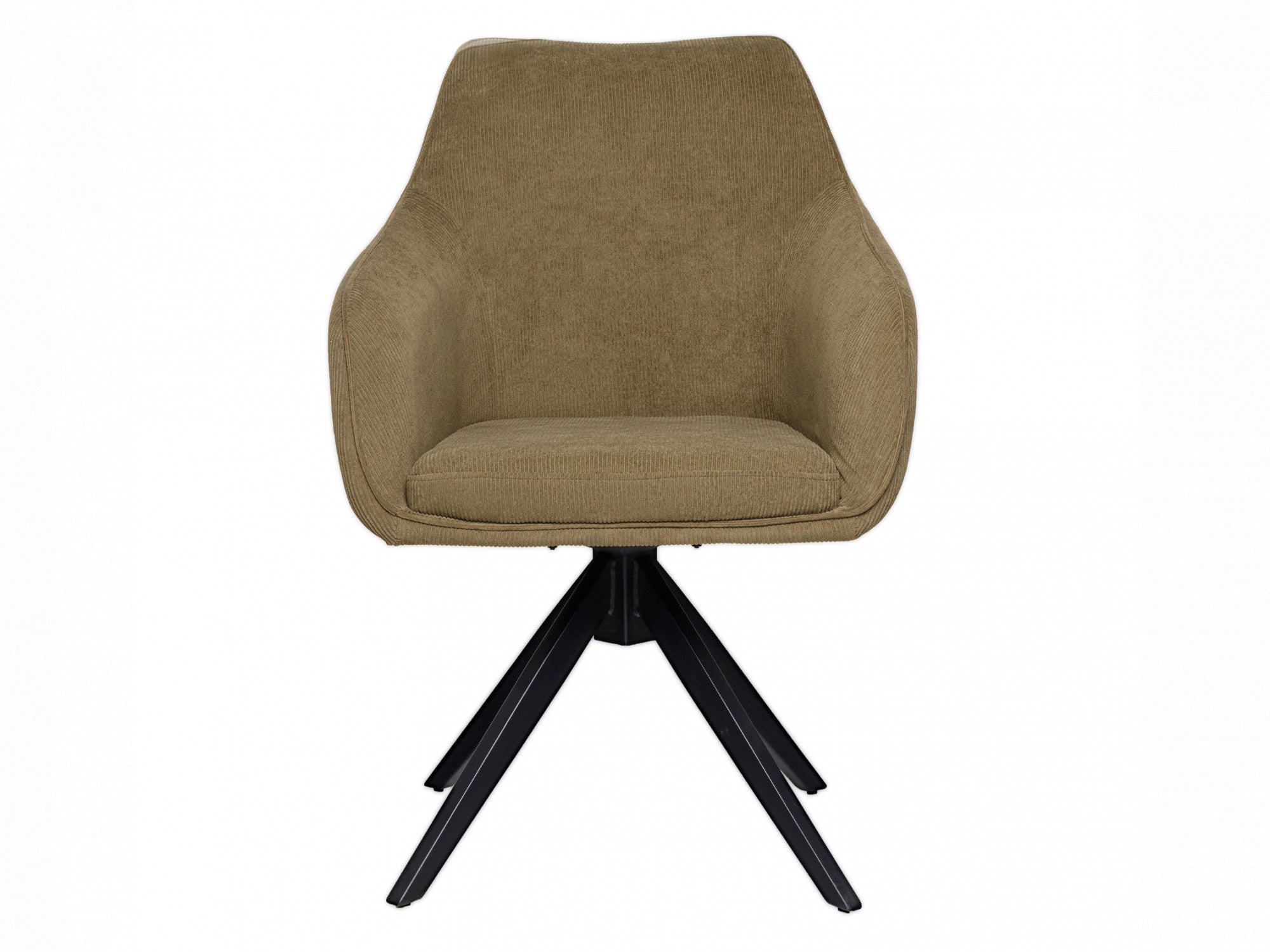 Oscar Rotation Dining Chair – Olive | Corduroy Fabric & Black Frame (Set of 2)