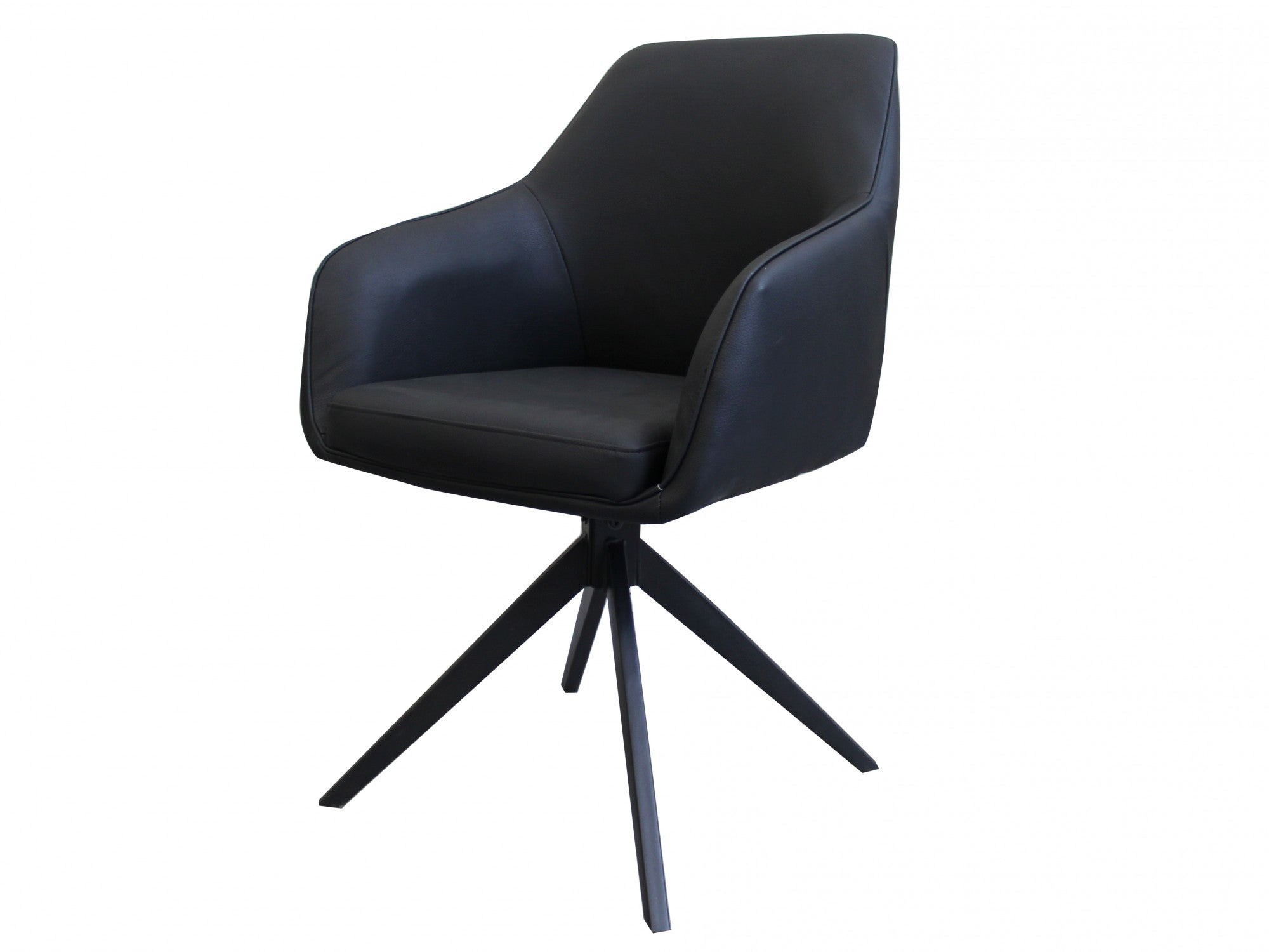 Oscar Rotation Dining Chair – Black | Eco Leather & Black Frame (Set of 2)