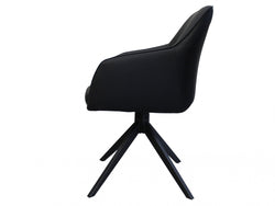 Oscar Rotation Dining Chair – Black | Eco Leather & Black Frame (Set of 2)