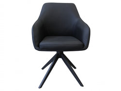 Oscar Rotation Dining Chair – Black | Eco Leather & Black Frame (Set of 2)