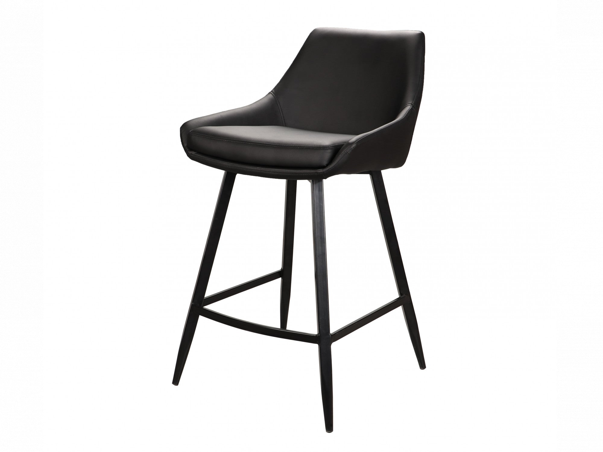 Toledo Bar Stool – Black | Eco Leather &amp; Black Frame (Set of 2)