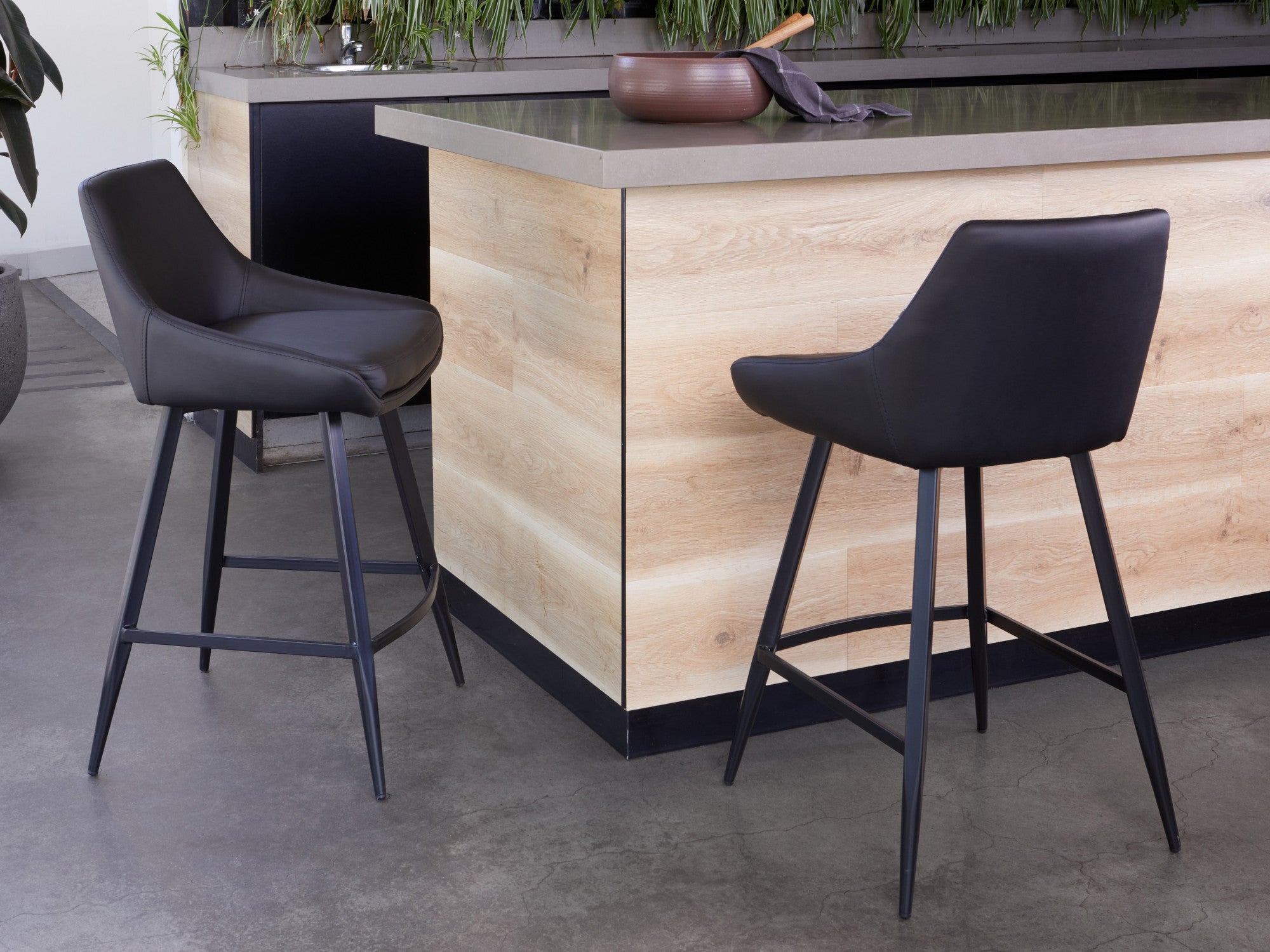 Toledo Bar Stool – Black | Eco Leather &amp; Black Frame (Set of 2)