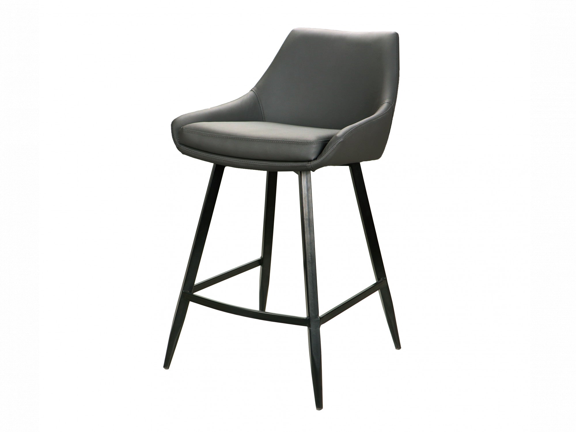 Toledo Bar Stool – Grey | Eco Leather &amp; Black Frame (Set of 2)