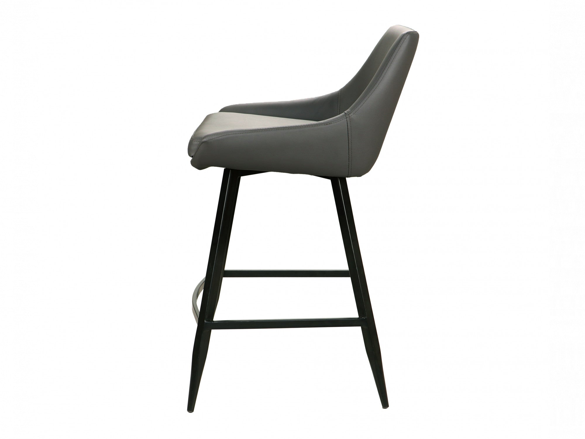 Toledo Bar Stool – Grey | Eco Leather &amp; Black Frame (Set of 2)