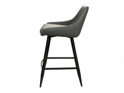 Toledo Bar Stool – Grey | Eco Leather &amp; Black Frame (Set of 2)