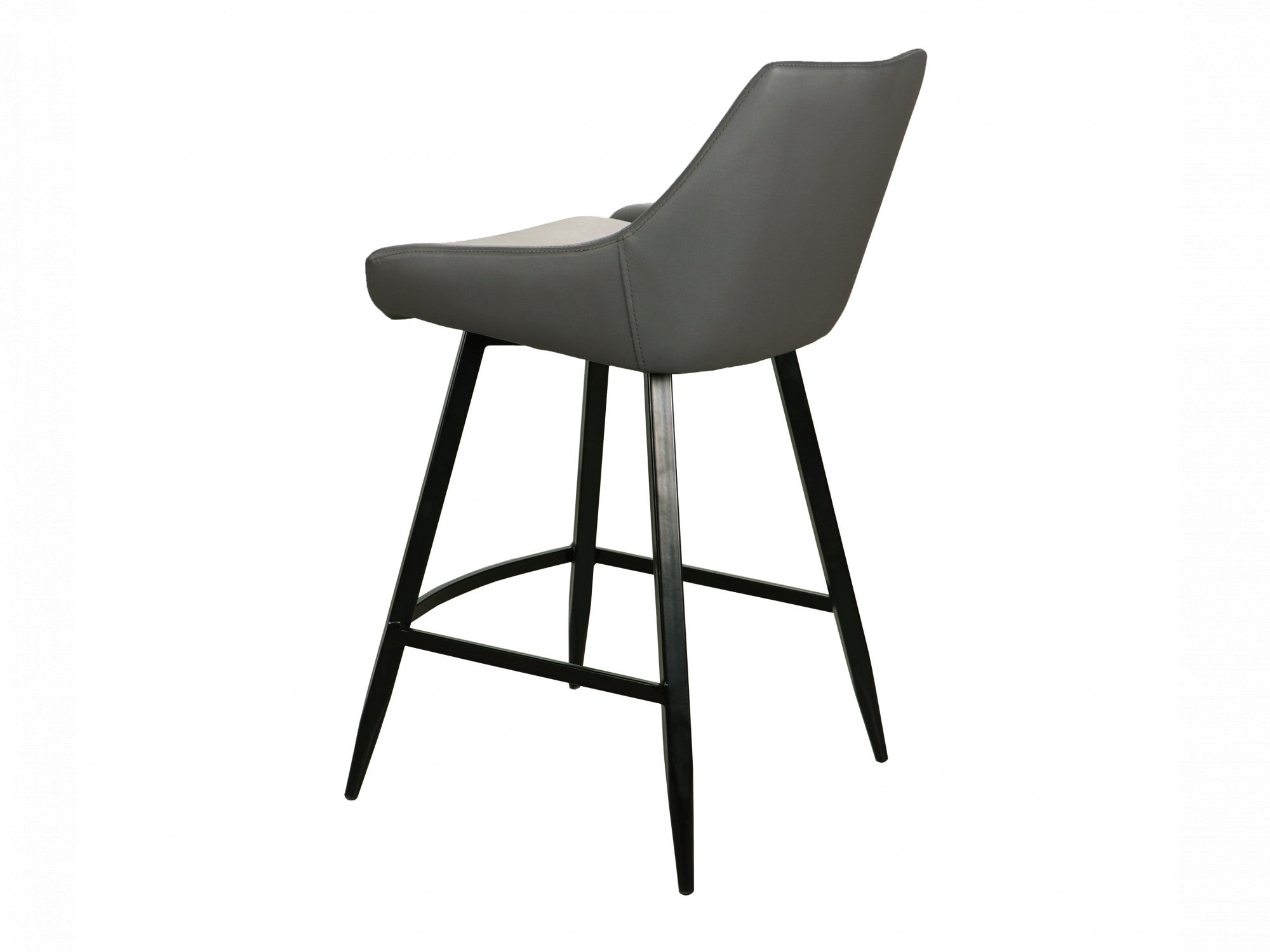 Toledo Bar Stool – Grey | Eco Leather &amp; Black Frame (Set of 2)
