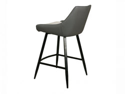 Toledo Bar Stool – Grey | Eco Leather &amp; Black Frame (Set of 2)