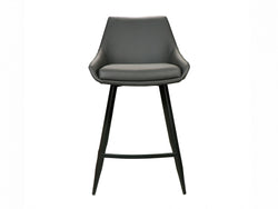 Toledo Bar Stool – Grey | Eco Leather &amp; Black Frame (Set of 2)
