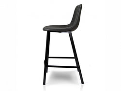 Hugo Bar Stool – Antique Black | Eco Leather & Black Frame (Set of 2)