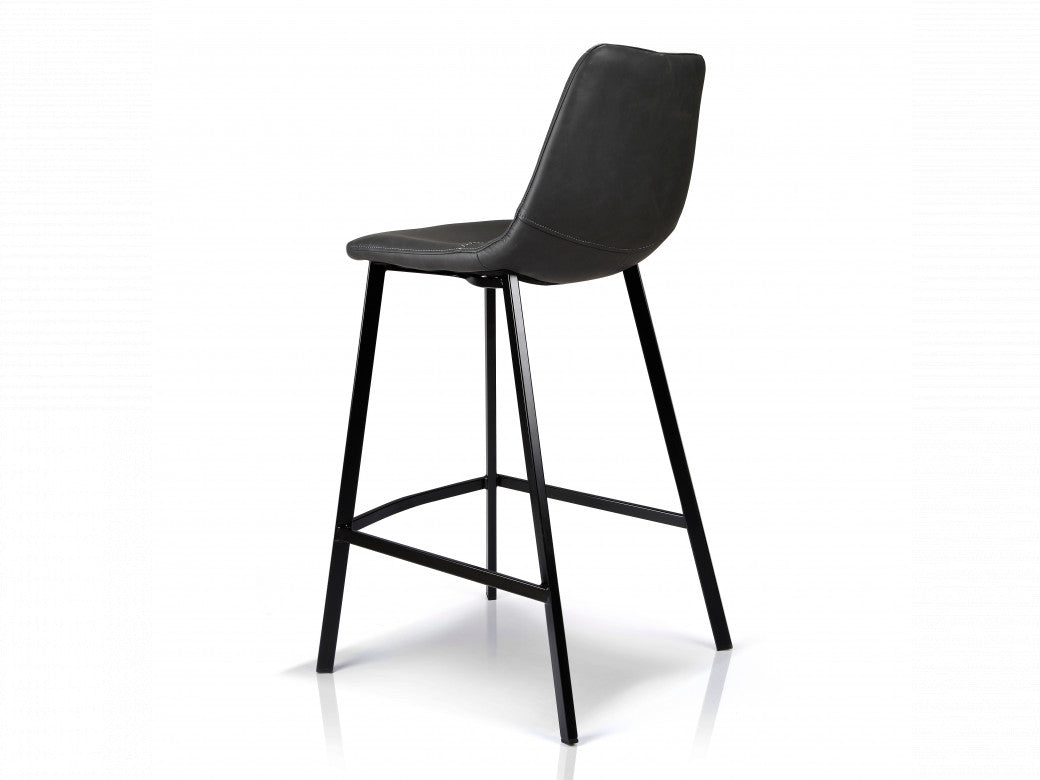 Hugo Bar Stool – Antique Black | Eco Leather & Black Frame (Set of 2)