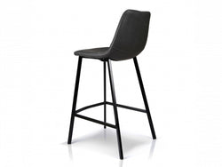 Hugo Bar Stool – Antique Black | Eco Leather & Black Frame (Set of 2)