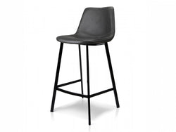 Hugo Bar Stool – Antique Black | Eco Leather & Black Frame (Set of 2)