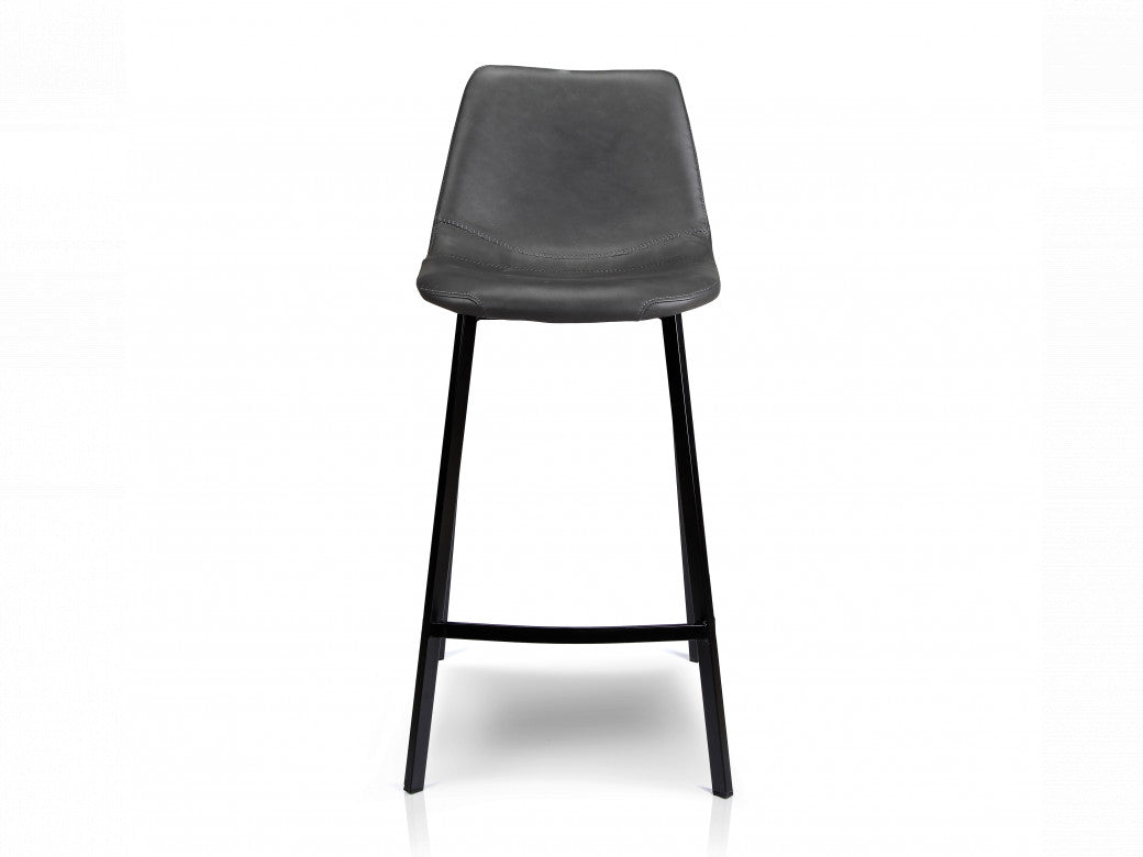 Hugo Bar Stool – Antique Black | Eco Leather & Black Frame (Set of 2)