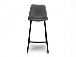 Hugo Bar Stool – Antique Black | Eco Leather & Black Frame (Set of 2)