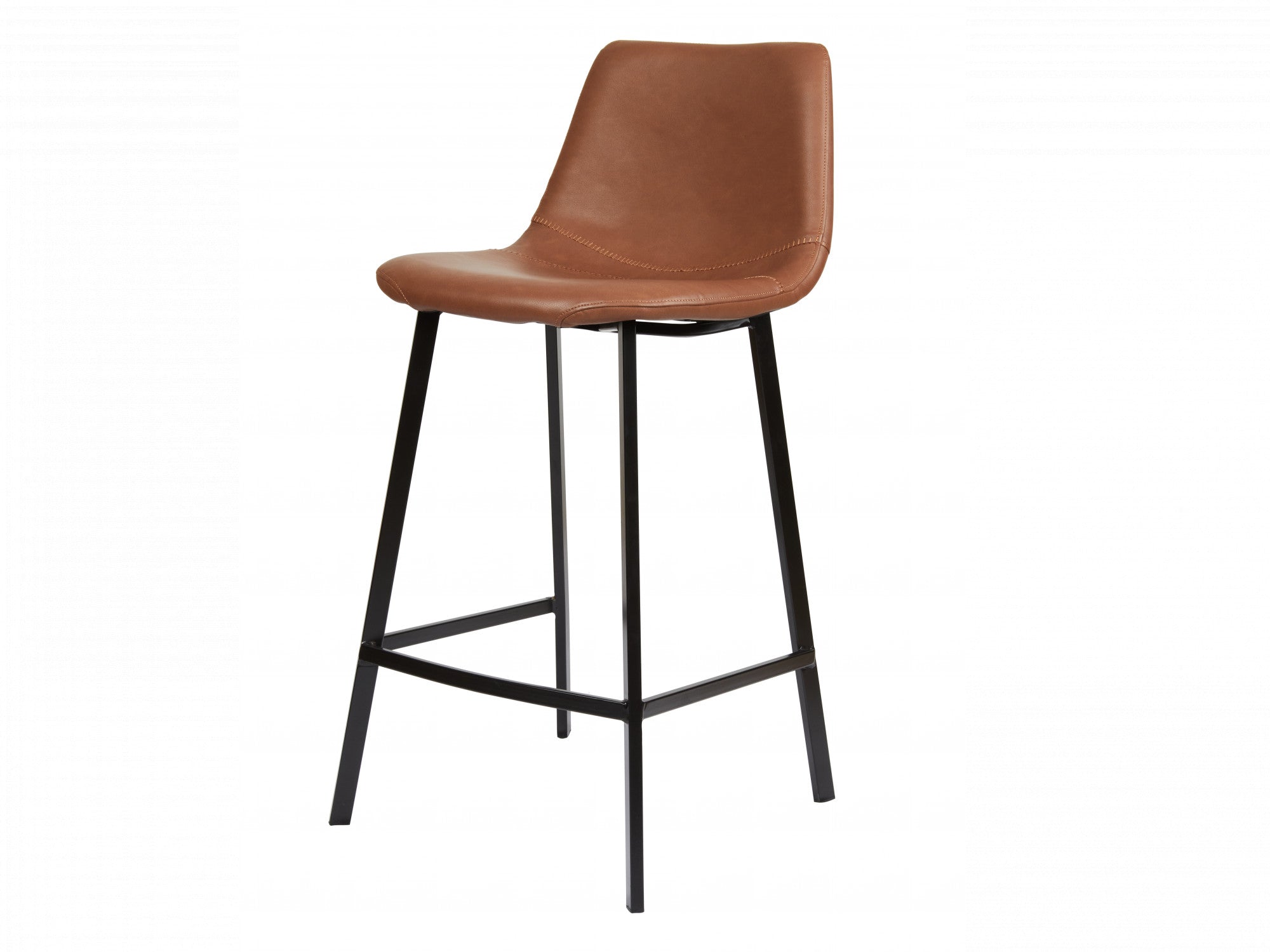 Hugo Bar Stool – Cognac | Eco Leather & Black Frame