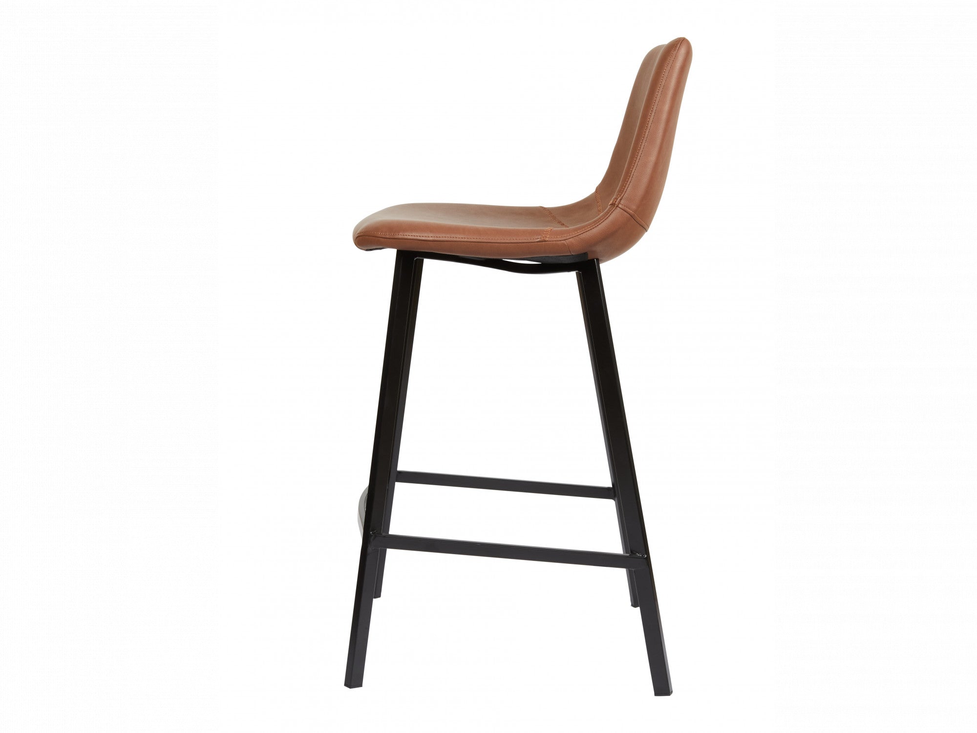 Hugo Bar Stool – Cognac | Eco Leather & Black Frame (Set of 2)