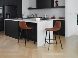 Hugo Bar Stool – Cognac | Eco Leather & Black Frame (Set of 2)