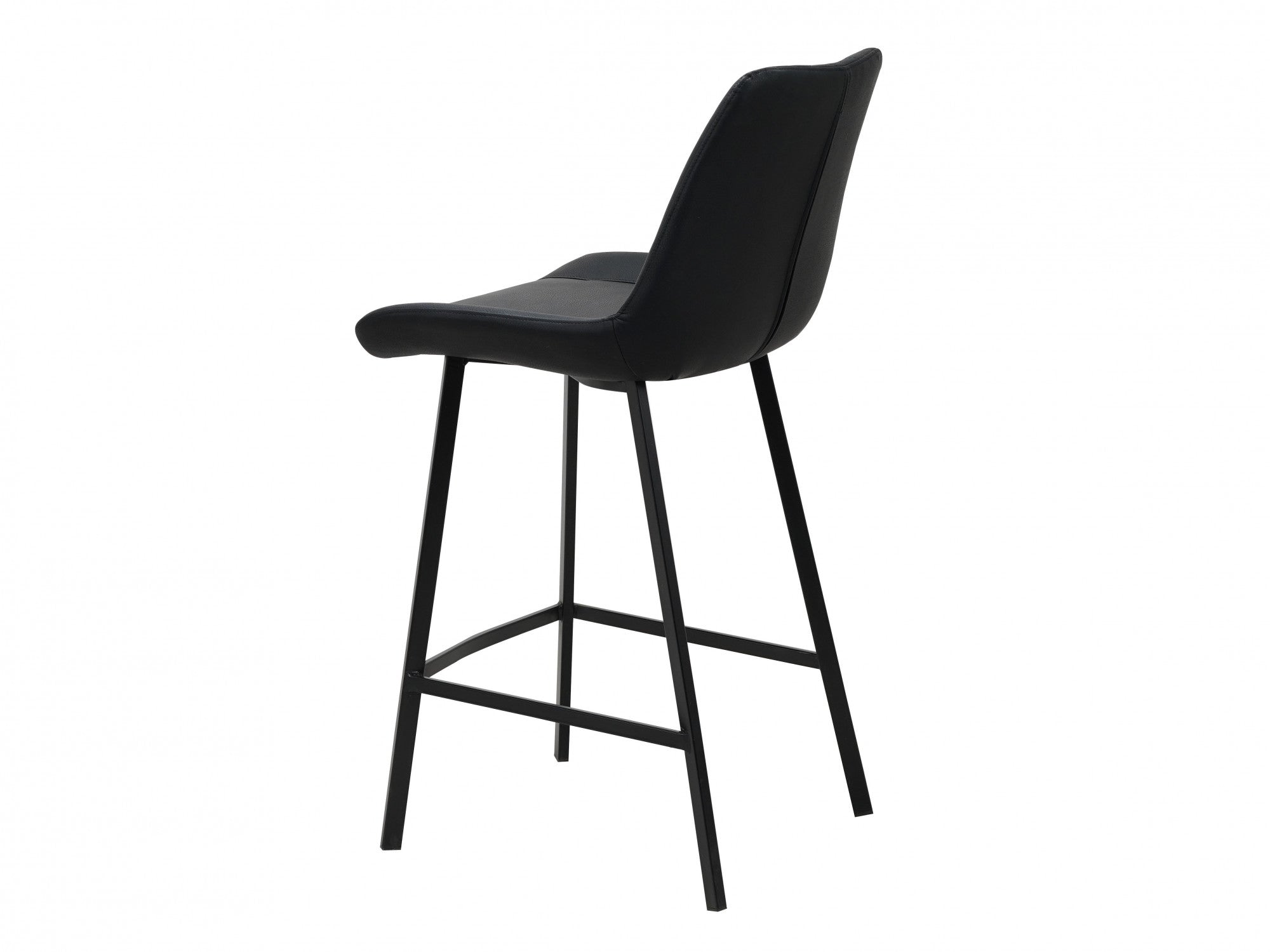 Flynn Bar Stool – Black | Eco Leather & Black Frame (Set of 2)