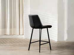Flynn Bar Stool – Black | Eco Leather & Black Frame (Set of 2)